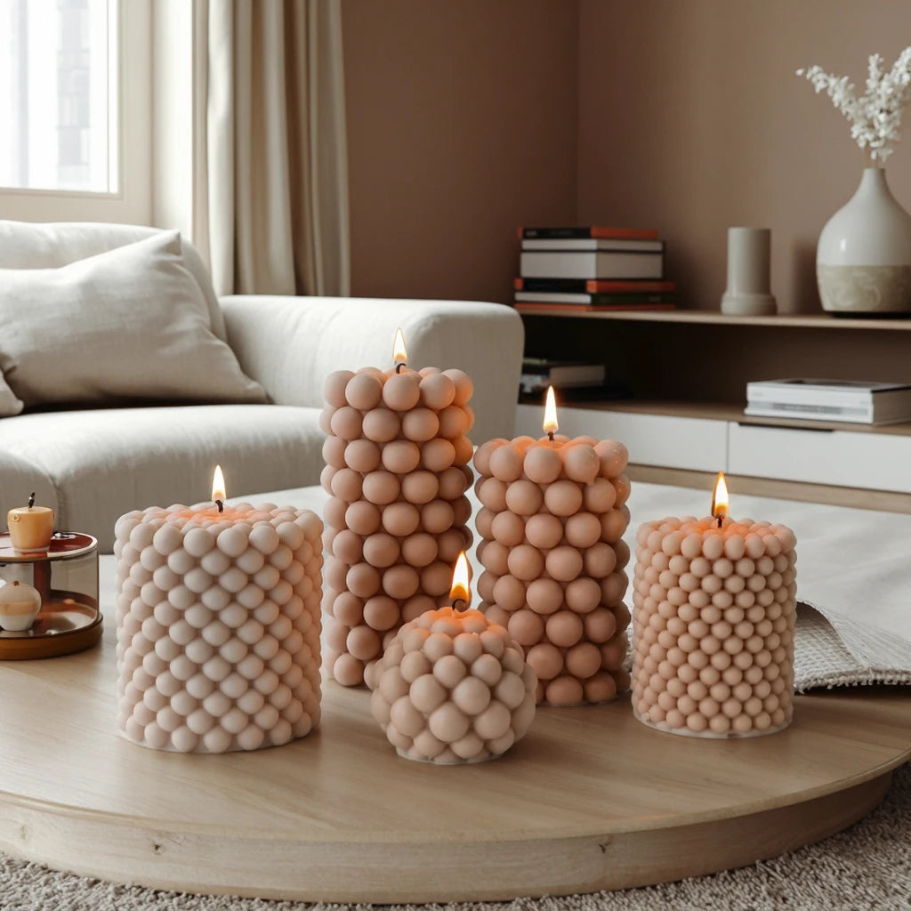 3D Cylindrical Bubble Candle Silicone Mold  Pillar Candle Molds for Candle Aroma Clay Soap Plaster Epoxy Resin Making