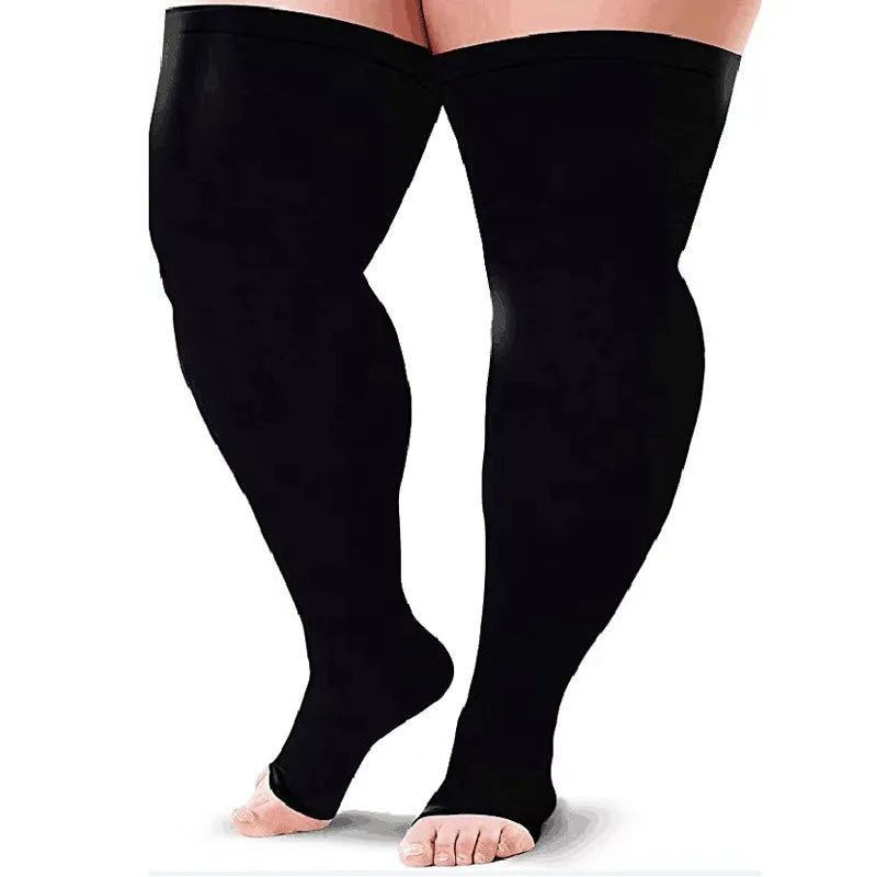 Plus Size Toeless Compression Socks Extra Large 20-30mmhg Knee High Stockings for Circulation