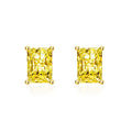 High Quality 8A CZ 5*7mm Emerald Cutting Yellow Diamond Stud Earrings New Arrival 925 Sterling Silver Jewelry for Women Gift