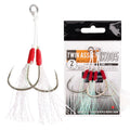 HK005 2 Sets/bag High Steel Slow Jig Double Assist Hook 1/0 2/0 3/0 Jigging Fishing Solid Ring Hook Luminous Jig Hooks