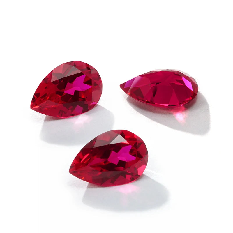 Starsgem Lab Grown Ruby for Jewelry Making Pear Cut Loose Gemstone Blood Red Pear Shape