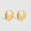 Stylish Trendy Geometric Irregular Hammered Texture Statement Pendant Earrings Stainless Steel 18K Gold Plated Chunky Unisex