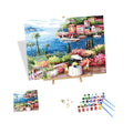 Seascape Customize Painting by Numbers Kits Seaside Town Scenery Adult Paint by Numbers with Wooden Frame