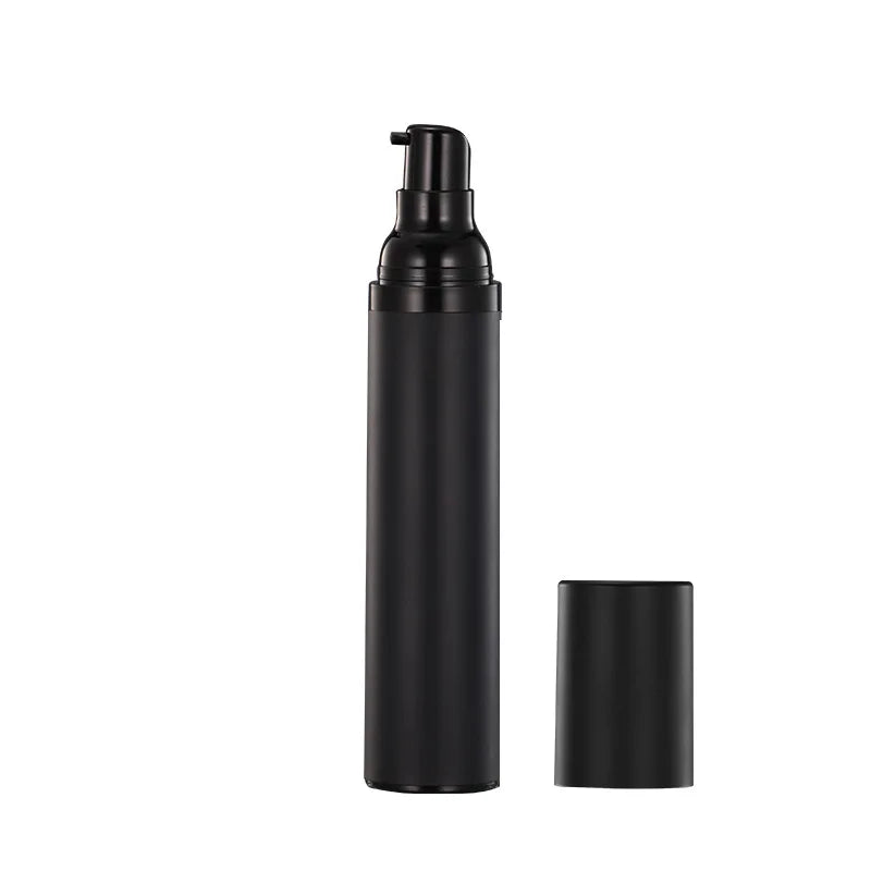 High-end Cosmetic Packaging 15ml 30ml 50ml Matte Black Serum Airless Pump Bottles with Lotion Pump or Sprayer