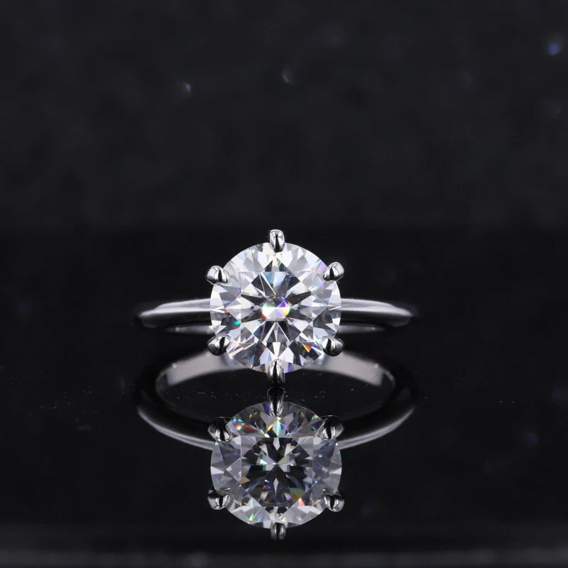 Starsgem Solitaire Style Ring 14k White Gold 2.5ct Round Brilliant Cut Moissanite Engagement Ring