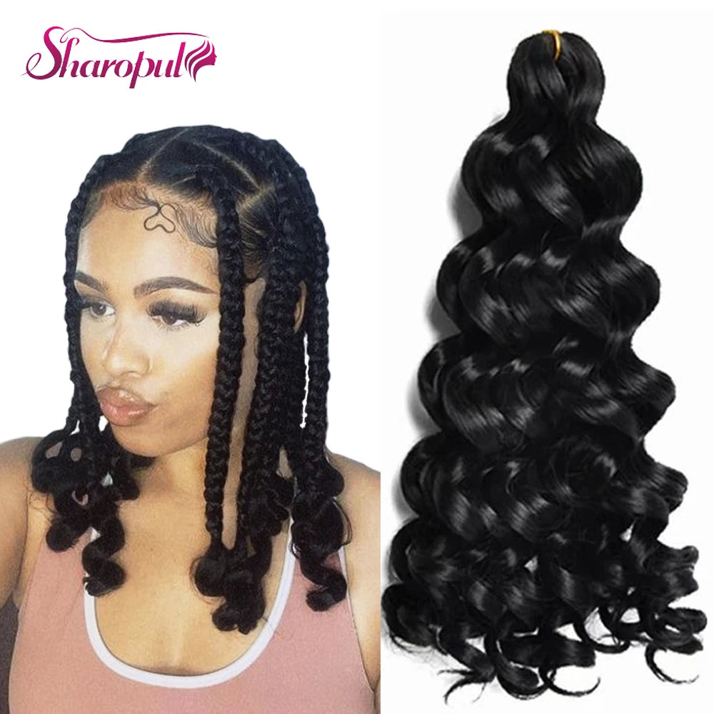 Black Curly Braiding Hair Extensions Deep Wave Short Wavy Crochet Braids Synthetic Ocean Wave Crochet Hair
