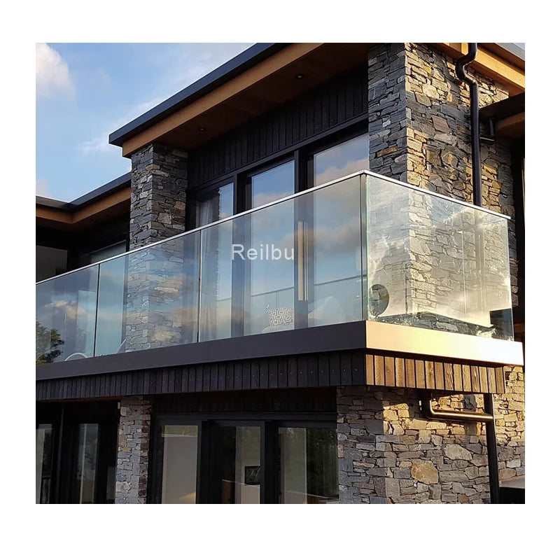 Reilbu Led Glass Outdoor Stainless Glass Railing Post Modern Design for Balcony