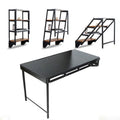 Modern Industrial Versatile Folding Small MDF Iron Frame Dining Shelf Table Study Computer Desk Home Furniture Display Storage