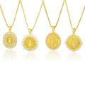 Jachon Religious Faith Zircon Pendant Brass 18k Gold Plated Box Chain Virgin Mary Necklace for Women
