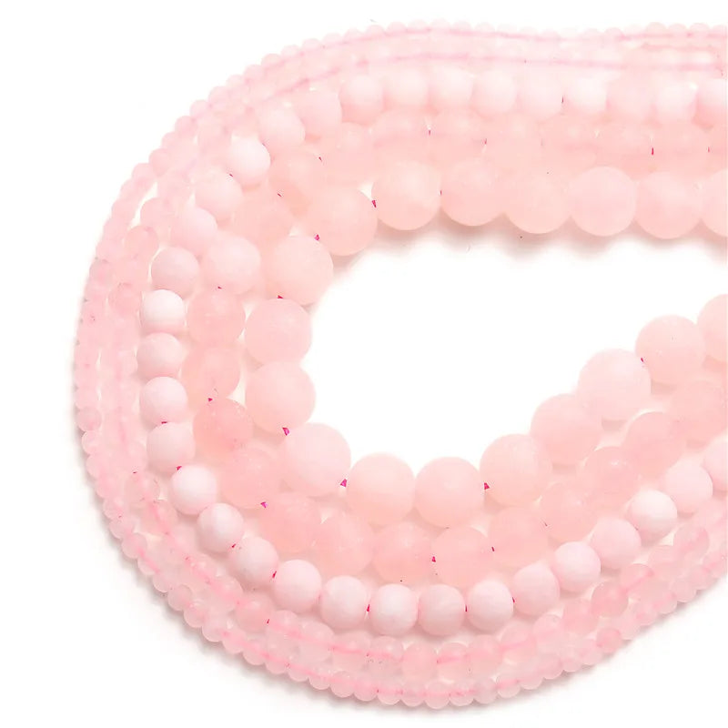 Wholesale High Quality Natural Stone Matte Frost Rose Quartz Loose Round Beads for Jewelry Making