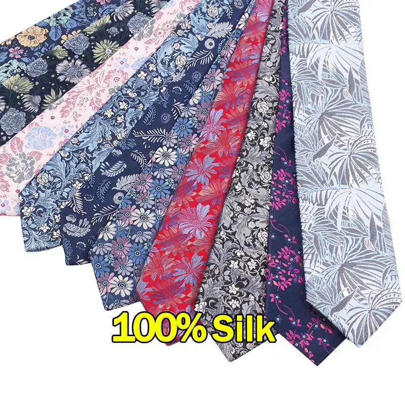 2026 New Arrival Wholesale/Custom Handmade Men's Business Tie Custom Logo 100% Silk Woven Floral Pattern Necktie for Men