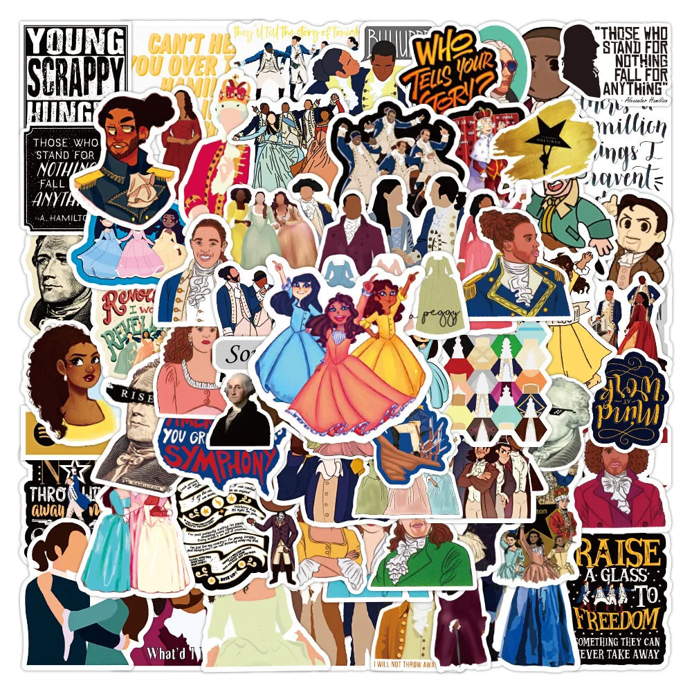 100PCS Classic Retro Music Drama Hamilton Sticker for Bottle Notebook Decoration