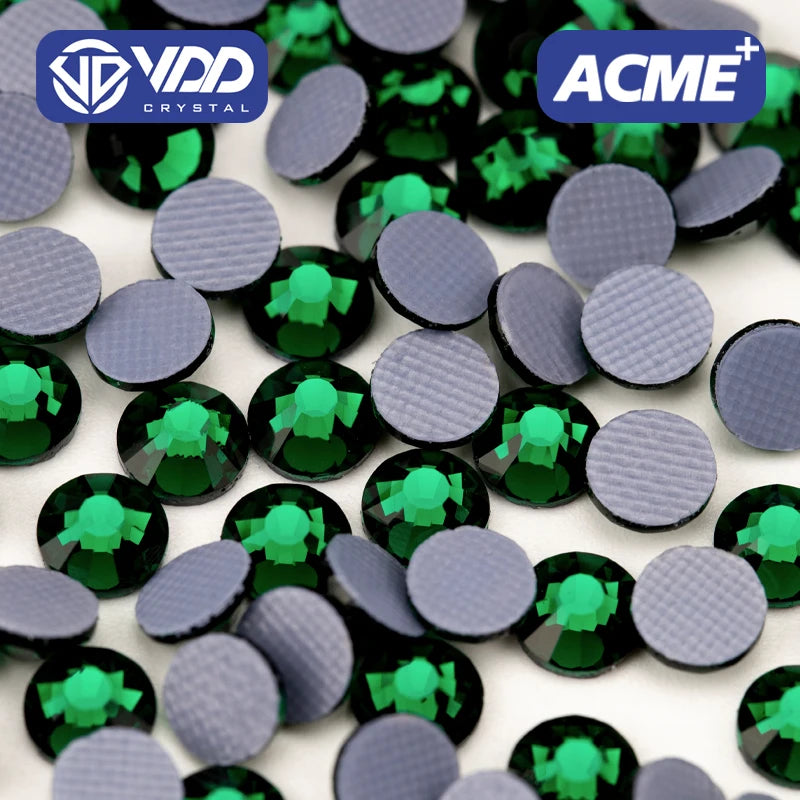 VDD 022 Emerald ACME Top Quality Hot-Fix Glass Rhinestones Crystal Flatback Glitter Stones for Garment Decoration