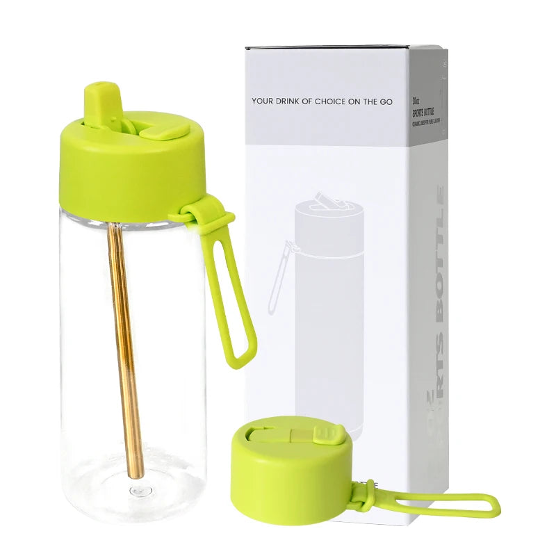 Custom logo 25 oz Style Bpa Free Tritain 25oz Plastic Juice Sports Gym Drinking Water Bottle with Straw