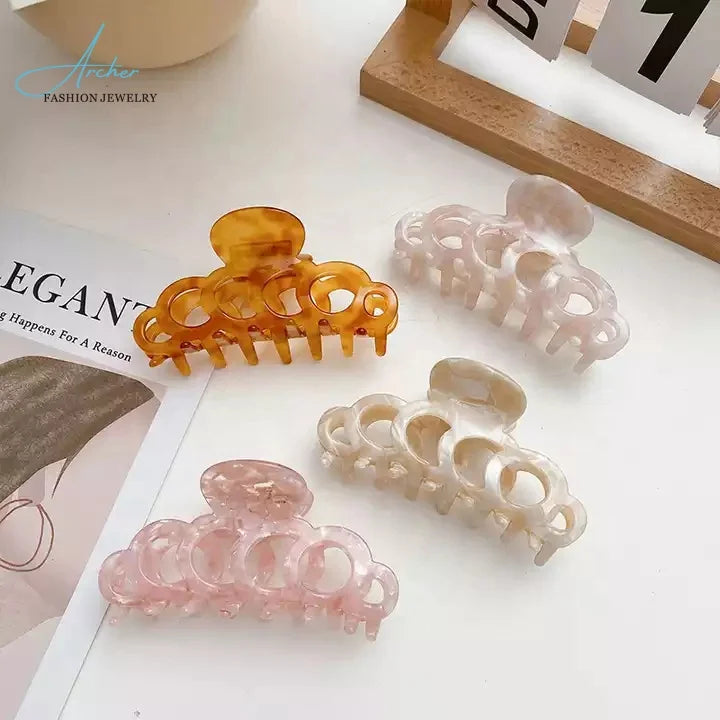 9.5CM New Arrived Elegant Ins Fashion Women Hair Clip Accessories Hollowed Geometric Large Size Acetate Hair Claw