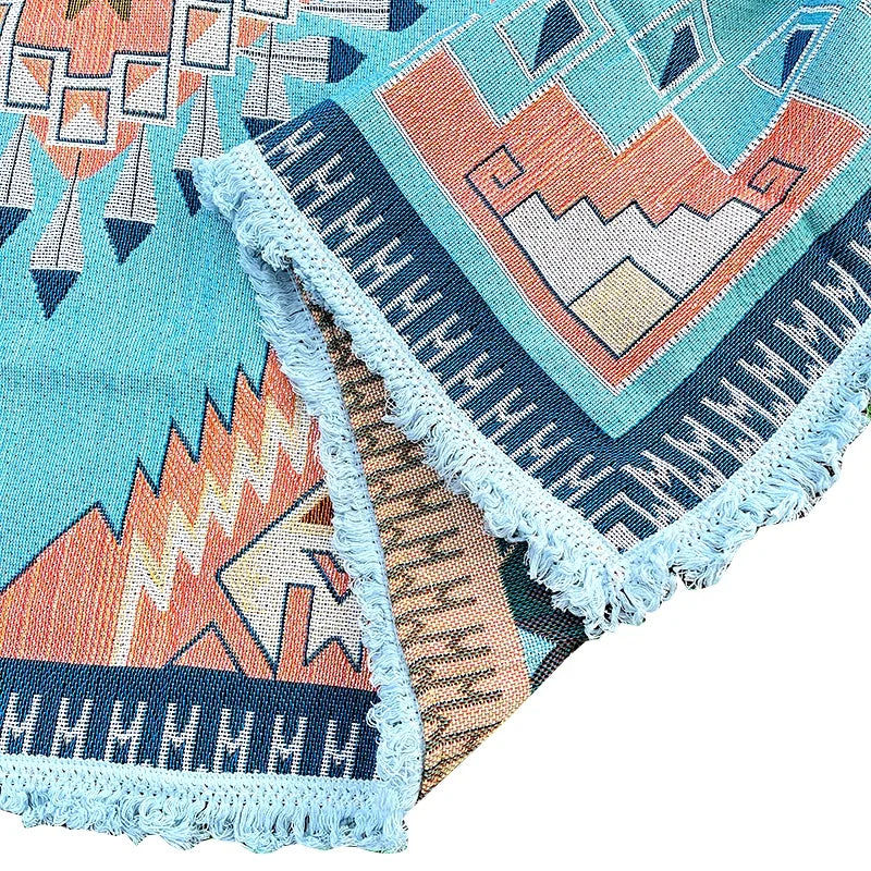 100% Cotton Bohemian Throw Blanket Custom Tapestry Woven Blanket Sofa Blanket