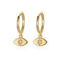 925 Sterling Silver Small Sun Star Dangle Hoop Earrings CZ Drop Huggie Cartilage Cute Eye Earring for Women Girls