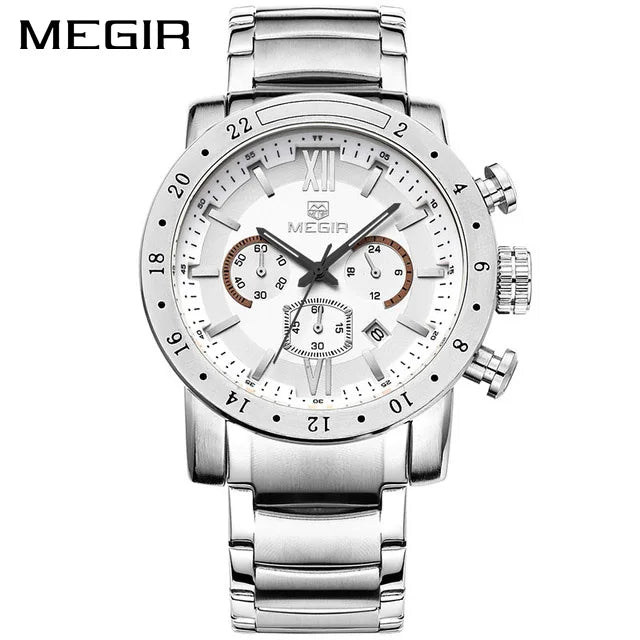 Top Brand MEGIR 3008 Luxury Business Men's Watches Stainless Steel Quartz Watches Simple Waterproof Watch for Men Custom LOGO