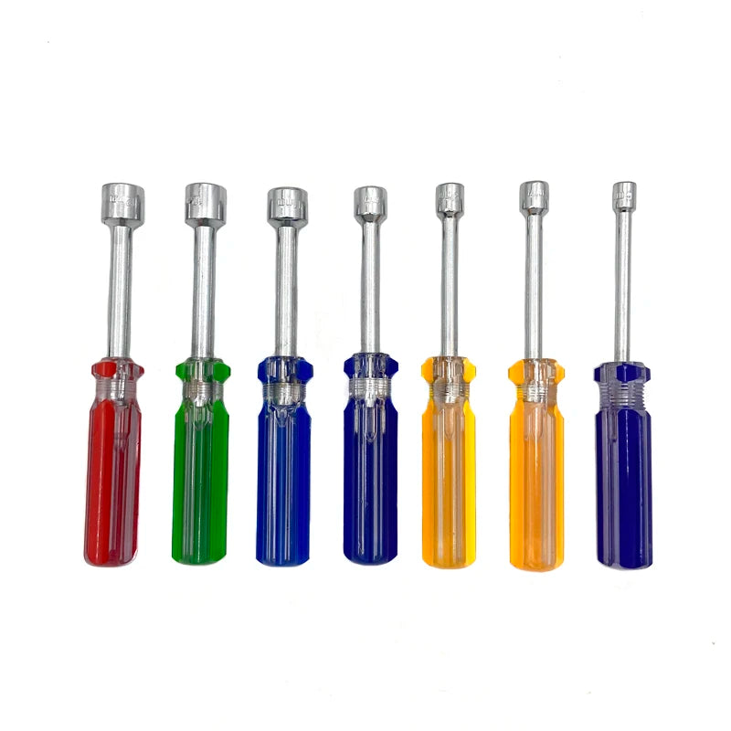 7pcs Nut Driver Set 3" Shaft Color Coded W/Pouch Hollow Shank Scrwdriver Nut Bit