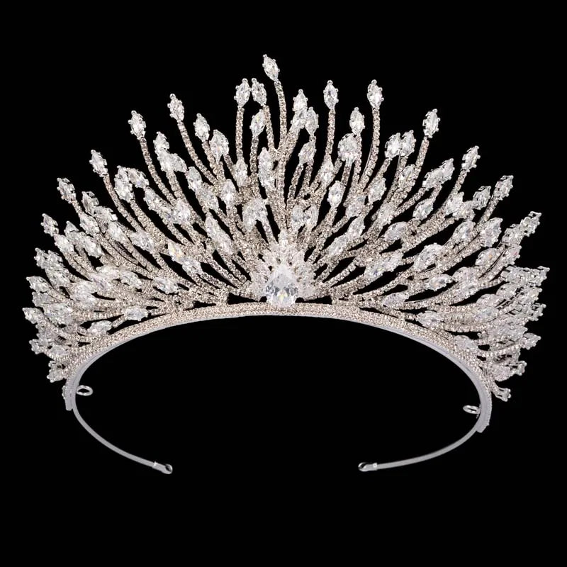 HOMECOMING PARTY CROWN CUBIC ZIRCON TIARA HAIRBAND HEADPIECES LUXURY WEDDING JEWELRY for WOMEN BC6447