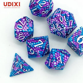 For ME-DS03 Custom Logo 7-Piece RPG Polyhedral Metal Dice Set with White Purple Dragon Scale Adult Dungeons Dragons Box