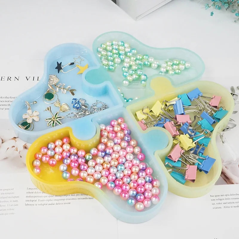 Heart Puzzle Silicone Mold for Concrete Resin Trays Jewelry Storage Ashtray Rolling Tray Molds