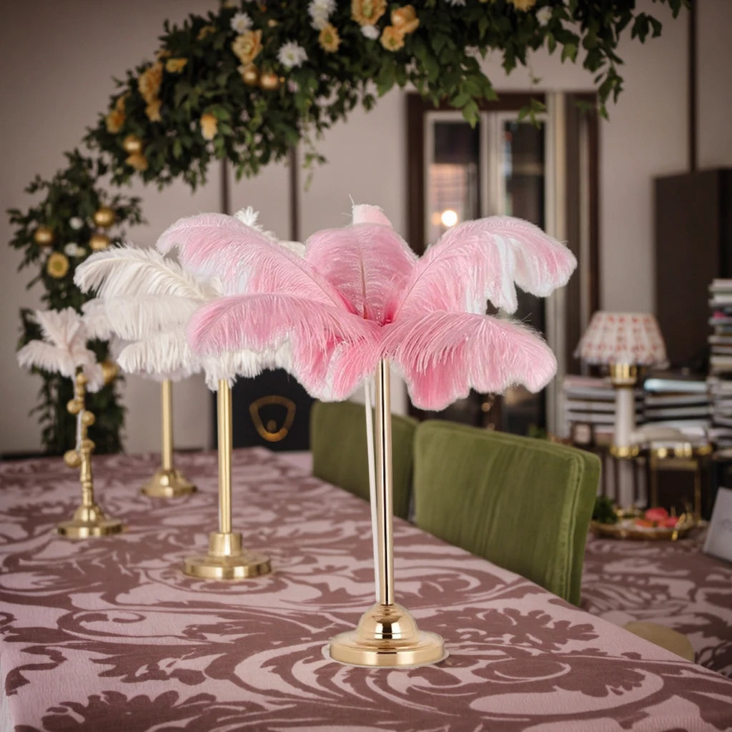 Wedding Site Layout Props Main Table Flower Ware Hotel Window bar TV Cabinet Feather Decoration Wedding Vase Gold Metal