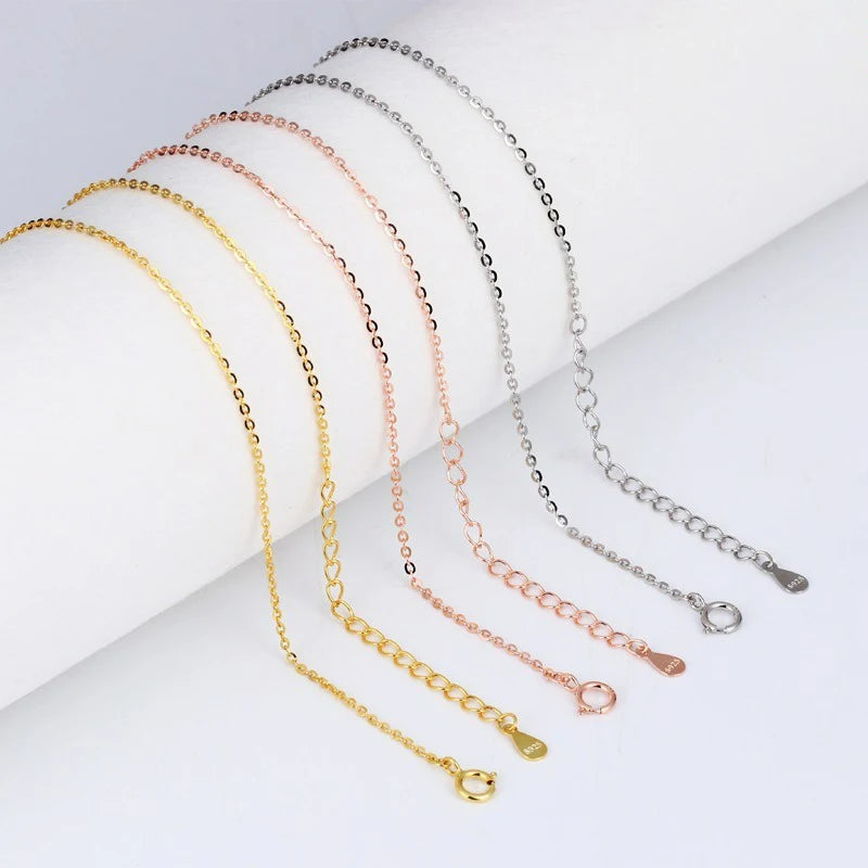 Genuine 18k Gold Plated S925 Sterling Silver Chain Necklace Wholesale Silver O Chain Necklace for DIY Jewelry Making
