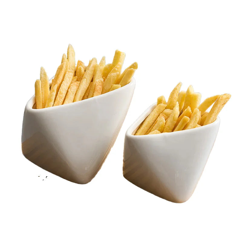 Three Dimensional Folded French Fries Ceramic Bowl Creative Hotel Tableware for Snack Dish Dipping Sauce Seasoning Dish Home