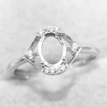Sterling Silver 6*8mm Semi Mount Ring Empty Frame Blank Support Claw Setting S925 Base Holder Without Center Stone for DIY Inlay