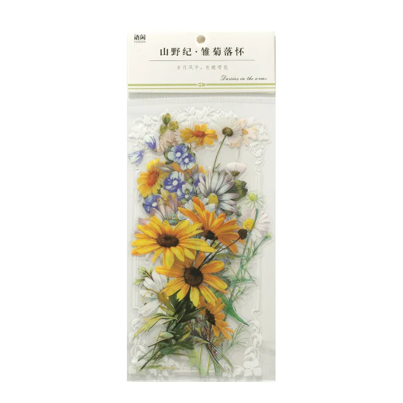 Fresh Girl PET Plant Flower Transparent Scrapbook Stickers for Notebook DIY 11Pcs Pack Waterproof Sticker