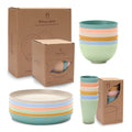 Eco Friendly Wheat Straw Travel Camping Plates Bowl Set Reusable Wheat Straw Tableware Dinnerware Set