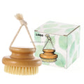 Custom Logo Round Natural Body Brush with Mane Cactus Bristle for Dry Brushing to Exfoliate Remove Dead Skin Back Scrubber
