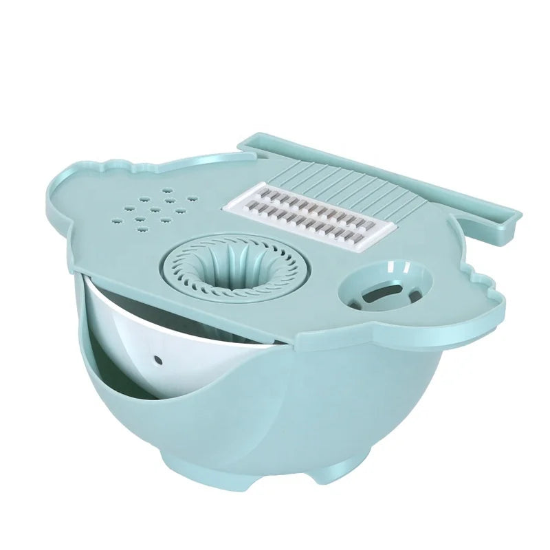 Popular Kitchen Multi Functional Shredder Wet Fruits Drain Basket Blade Cutter Manual 7 in 1 Slicer Vegetable Grater