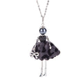 Wholesale Creative French Doll With Dress Pendant Necklace Multi Colors Doll Statement Choker Sweater Chain for Women Girls