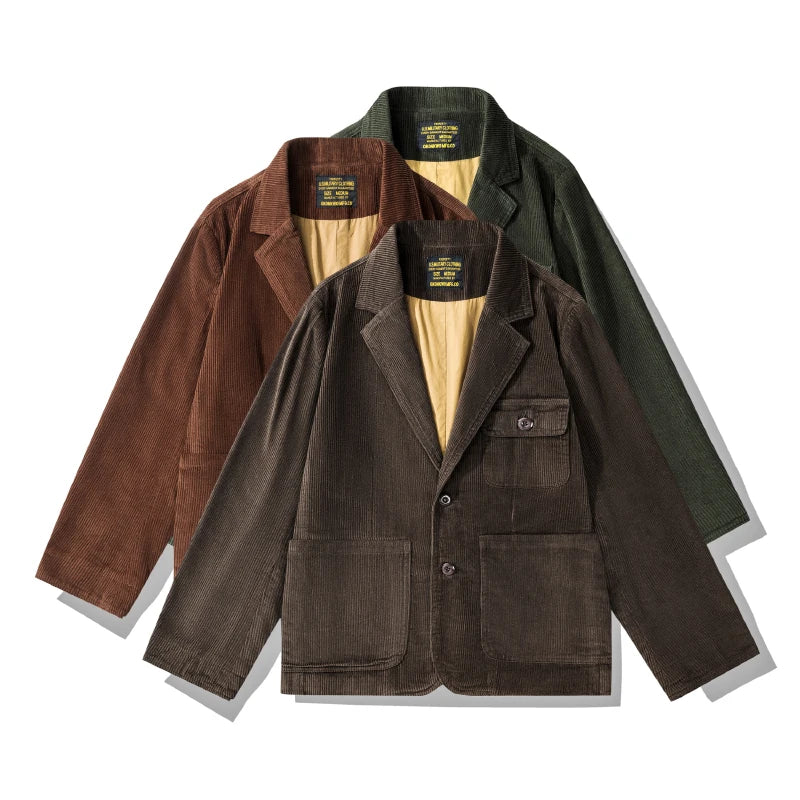 Fall Winter Corduroy Suits for Men New Design Man Blazer Coats Casual Men's Suit Jacket Mens Suits Italian High Quality Clothes