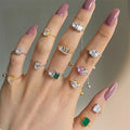 Custom Irregular Shape 925 Sterling Silver Cz Rings Adjustable Oval Drop Shaped Diamond Zircon Rings for Women