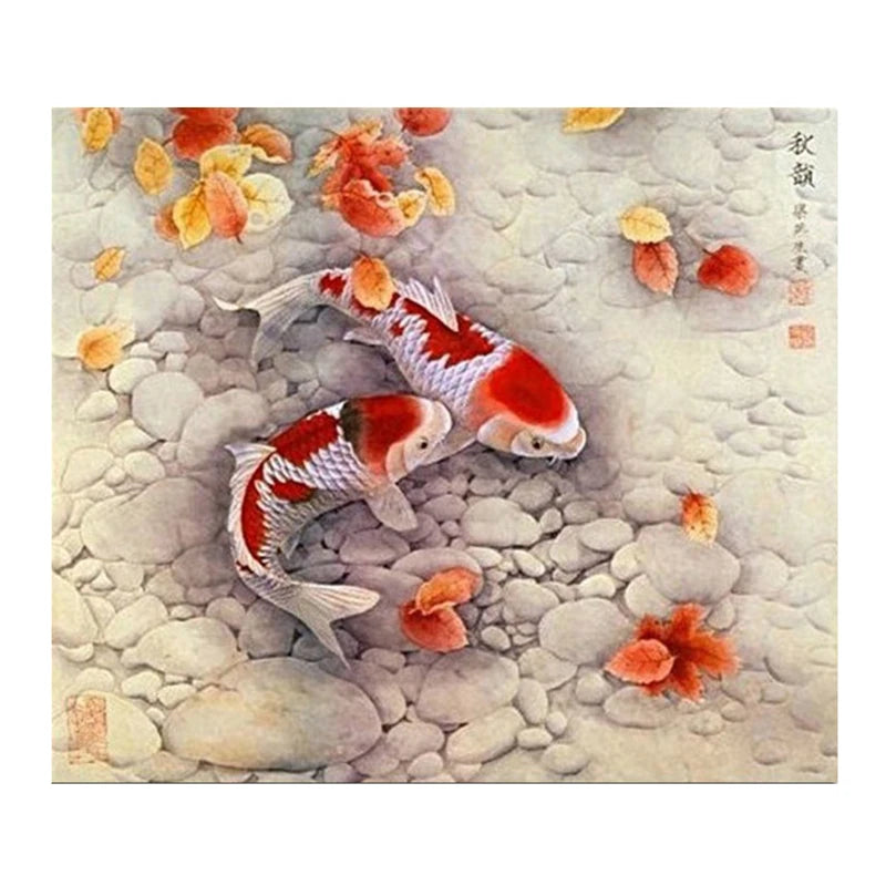 FactoryWholesale Crystal Bright Diamond Painting Stunning Two Fish Diy Part Point Drill Diamond Embroidery Art Decor