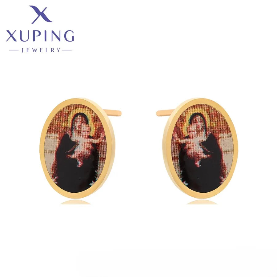 99026 XUPING JEWELRY 24K Gold Color Elegant Stainless Steel Wholesale Hypoallergenic Indian Flat Back Earings