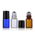In Stock Low Price 2ml Clear/amber/blue Glass Roll on Bottle With Steel Roller and Black Cap for Perfume/essential Oil