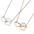 Cute 18K Gold Silver Plated Stainless Steel Chain Copper Charm Dog Paw Heart Pendant Necklace Jewelry for Women