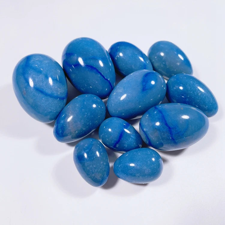 HY Wholesale Natural Blue Aventurine Egg Ornament Healing Stone for Home Decoration Crafts Jade Eggs