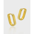 BSH732 925 Sterling Silver Hoop Earrings 18K Gold Plated U-Shape Solid Oval Huggie Earring Jewelry for Women