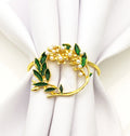 Hot Sale Pearl Flower Napkin Rings Cheap Metal Leaf Napkin Holder for Wedding and Party Decoration
