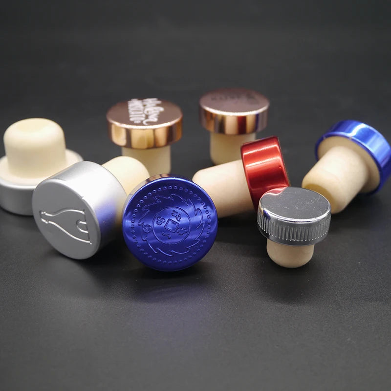 Wooden Bottle Stopper Laser Engraved Customize Wooden bar Top Stopper and Aluminum Synthetic Cork