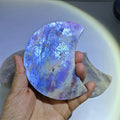 Wholesale Natural Blue Moonstone Strong Flash Crystal Moon Carvings Moon Craft for Meditation