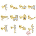 SP Unique Studs Zircon Mixed Styles S925 Sterling Silver Flat Backing Minimalist Stud Earring
