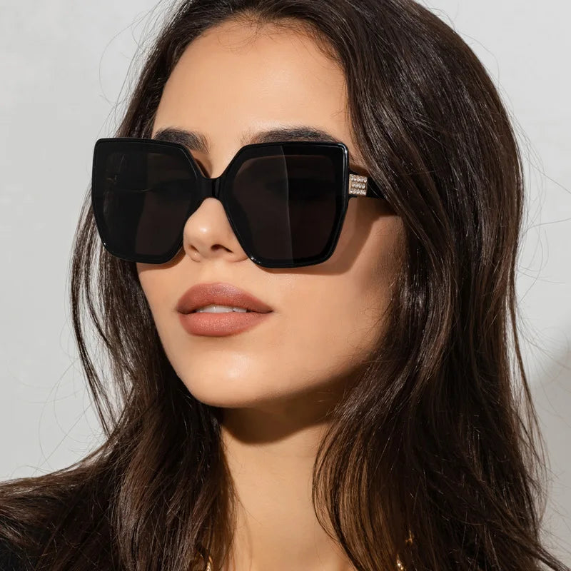 UNOC 2022 New Brand Designer Fashion Women UV400 Full Rim Sunglasses Cat Eye Oversize Vintage % UV Protection
