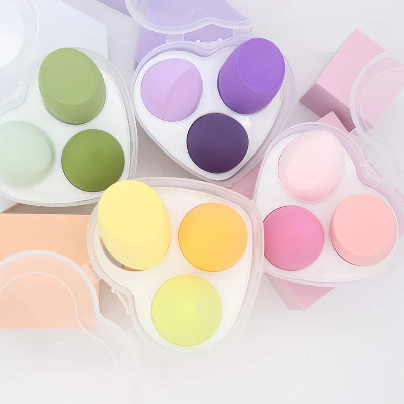 3pcs/box Beauty Sponges Set Wholesale Beauty Sponge Egg Set Customized Soft Skin Friendly Non-Latex Washable Makeup Sponge OEM