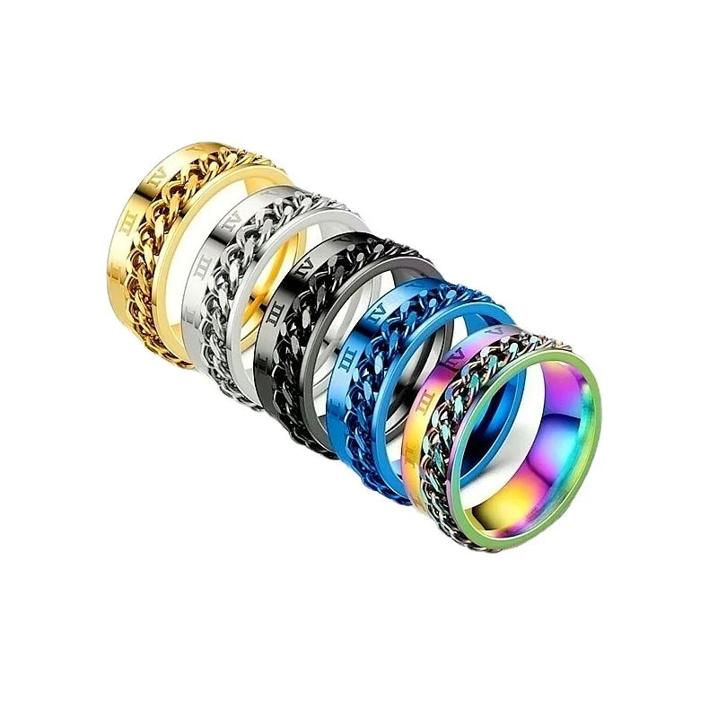 SC Creative Design Rotatated Ring Roman Numerals Anxiety Fidget Rings Wholesale Multi Color Spinner Rings for Men Women